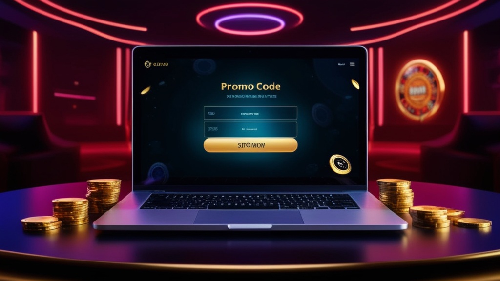 Οθόνη με πεδίο promo code και μπόνους σε σκοτεινό καζίνο